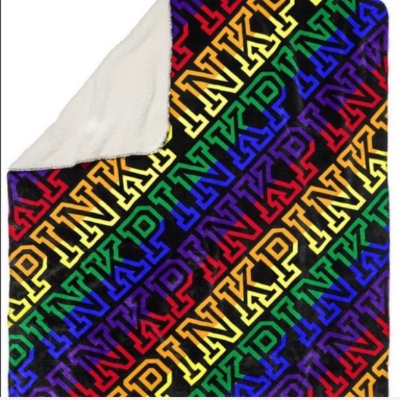 VS PINK Rainbow Sherpa Blanket - Picture 2 of 5